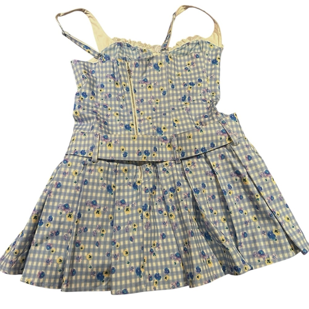 Floral Gingham Dress with Belt - Picture 4 of 4